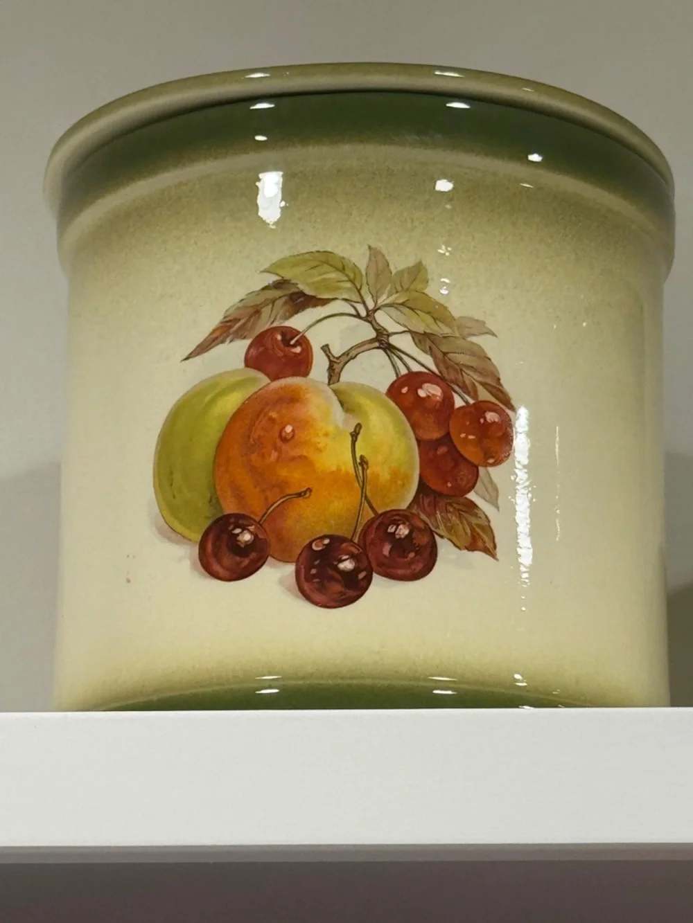 Vintage‎ Ceramic Fruit Canister Set Green Ombre Farmhouse Kitchen